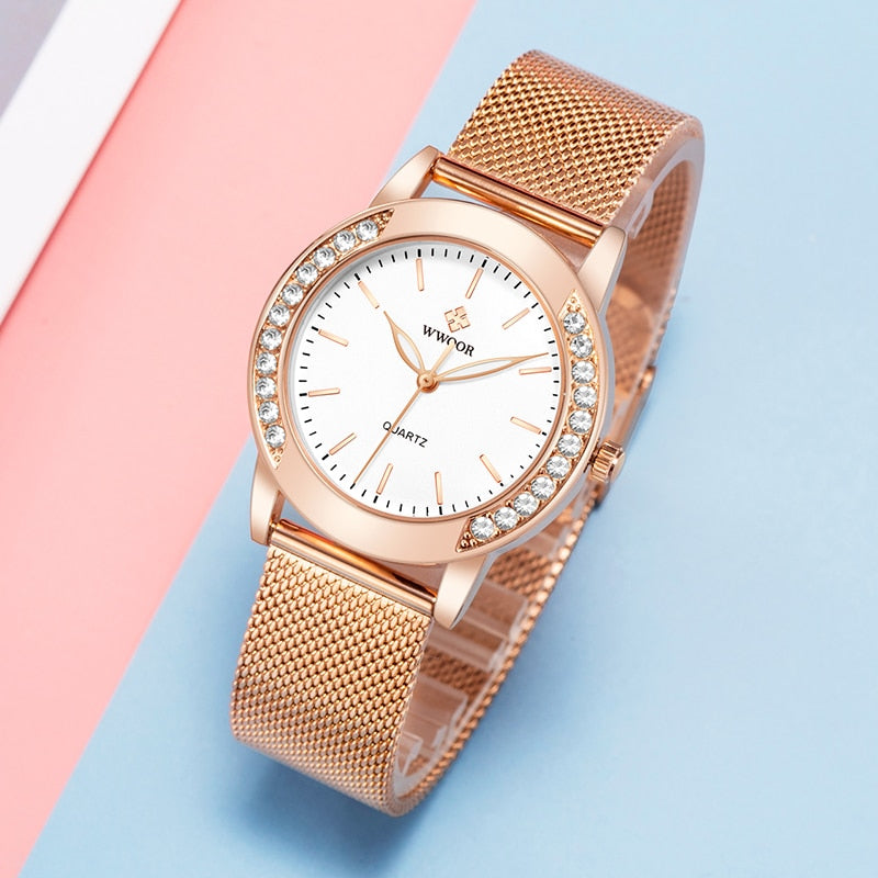 WWOOR Montres de luxe pour femmes avec diamants 2022