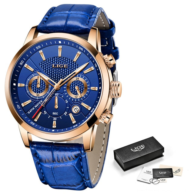 2022 Nouvelles montres pour hommes LIGE Top Brand Leather