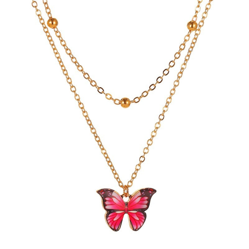 Vintage Multilayer Pendant Butterfly Necklace