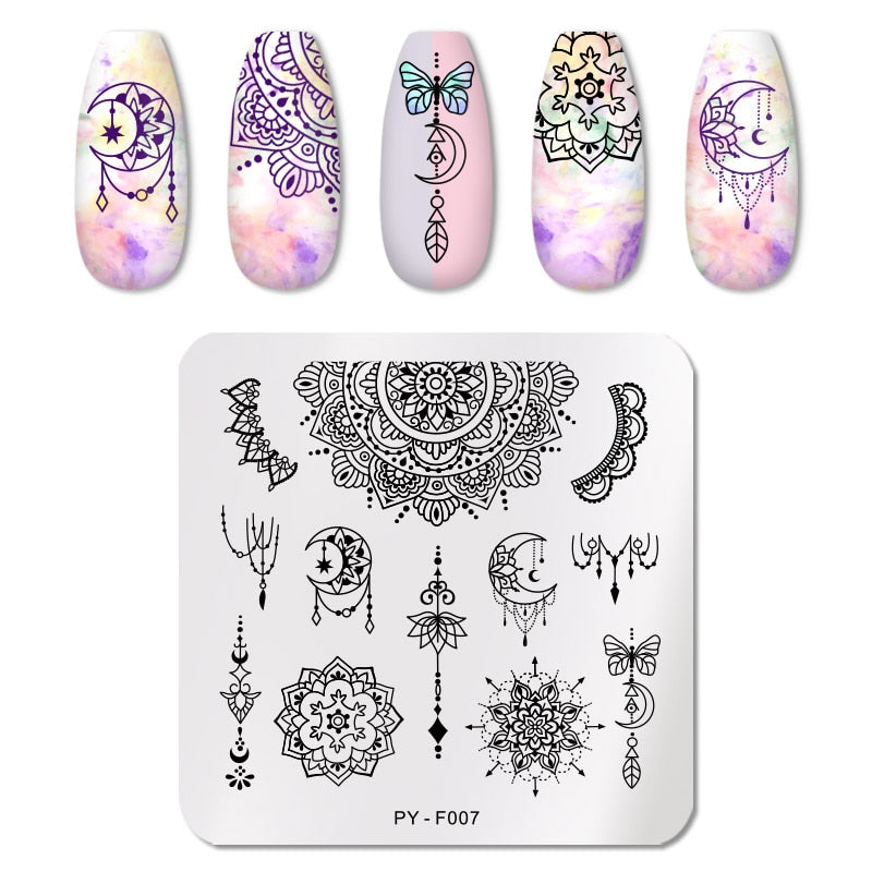 PICT YOU 12*6cm Nail Art Templates Stamping Plate Design Flower Animal Glass Temperature Lace Stamp Templates Plates Image