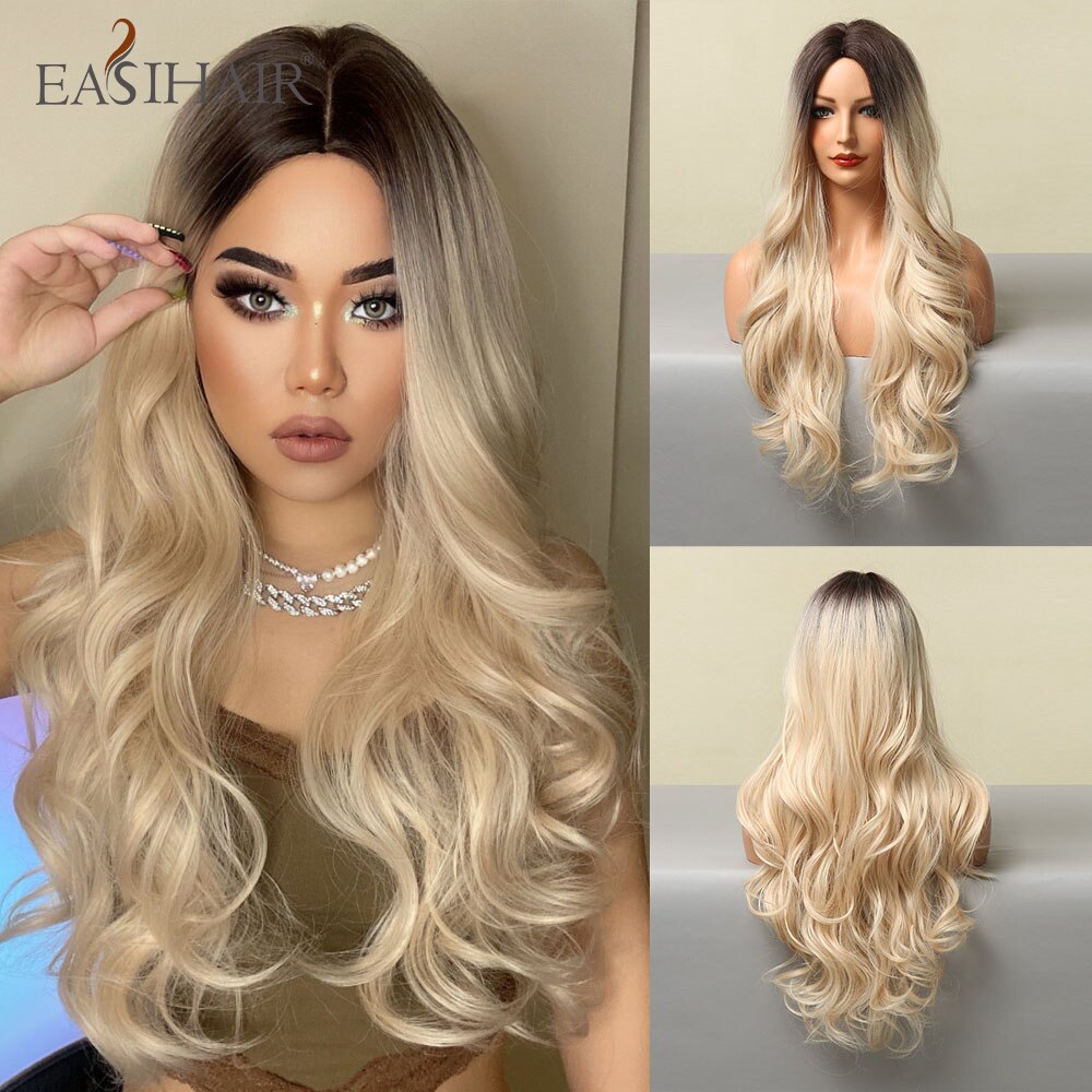 EASIHAIR Long Body Wave Light Brown Wigs