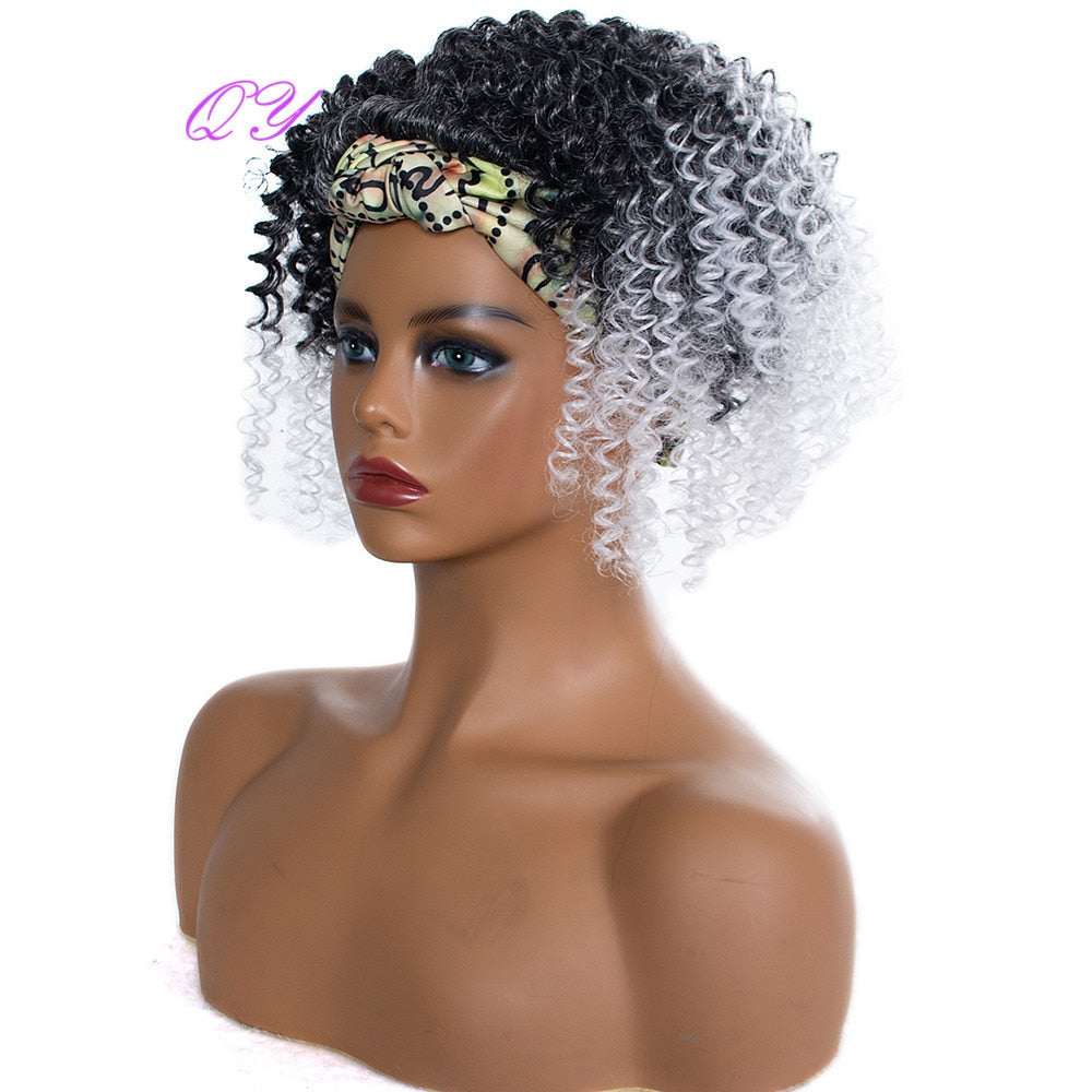 QY Hair Big Afro Kinky Curly Bandeau Perruques