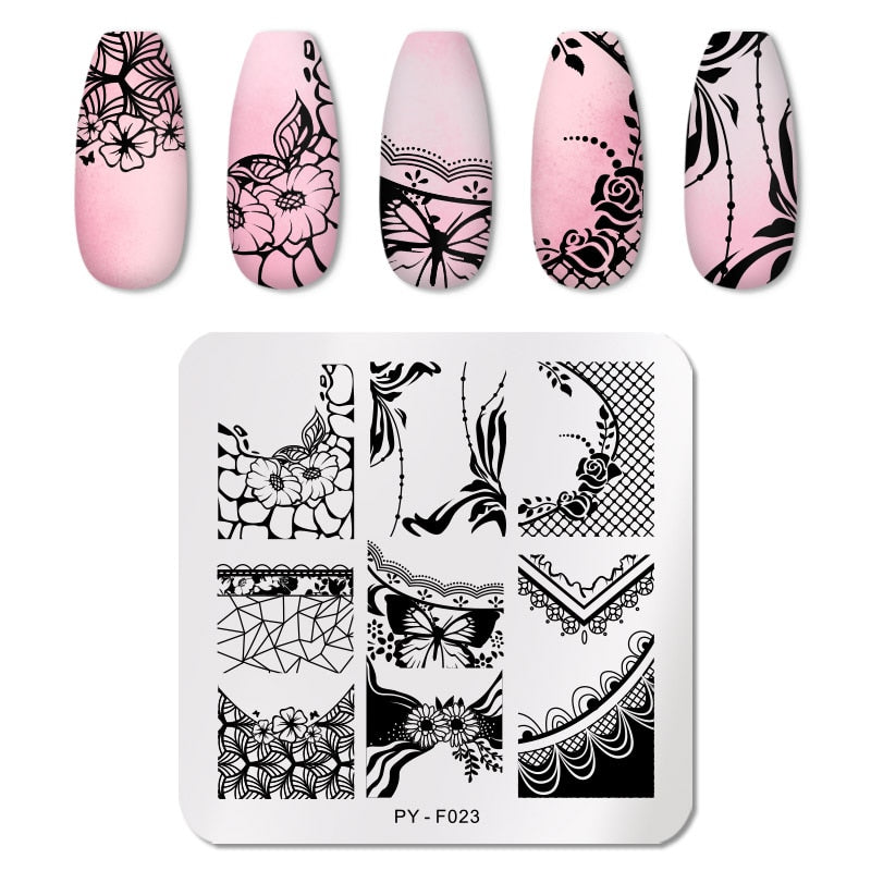 PICT YOU 12*6 cm Nail Art Modèles Estampage Plaque Conception Fleur Animal Verre Température Dentelle Timbre Modèles Plaques Image