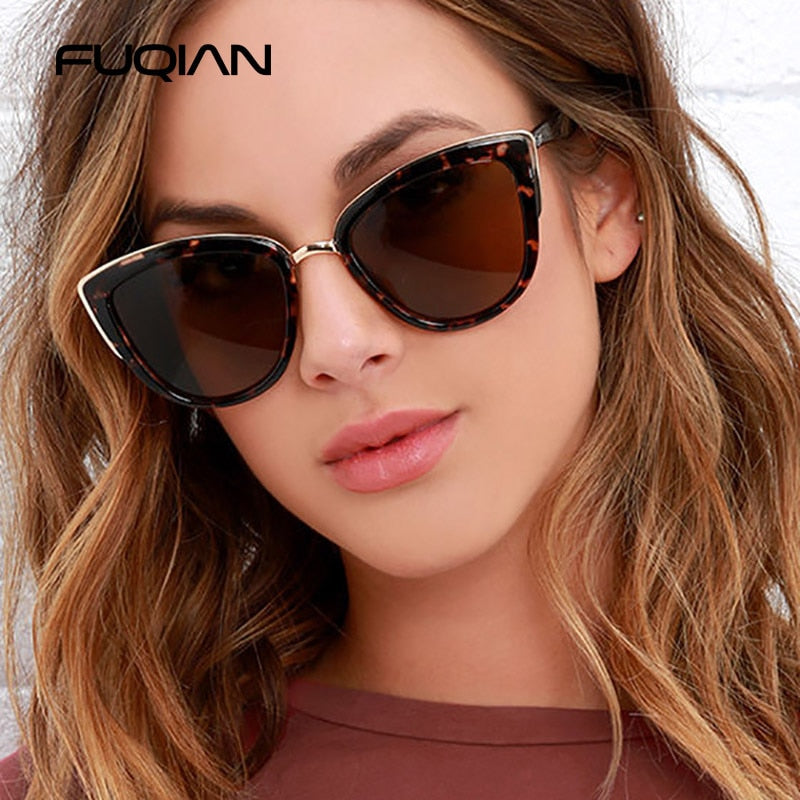 FUQIAN 2022 Cateye Femmes Lunettes de soleil