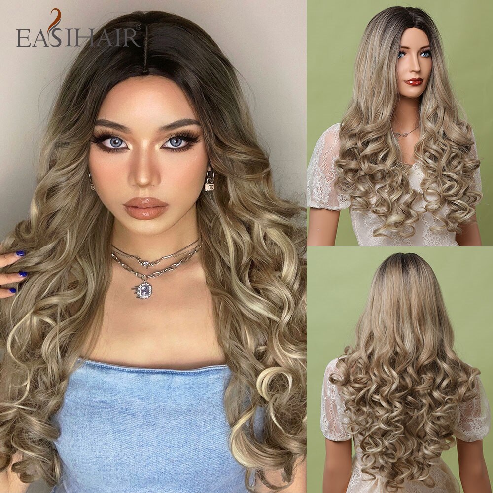 EASIHAIR Long Body Wave Light Brown Wigs