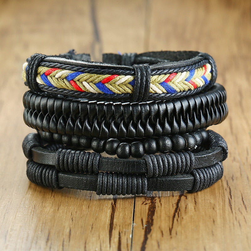 Vnox 4Pcs/ Set Braided Wrap Bracelets