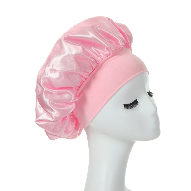 Women Night Sleep Hair Caps Silky Bonnet