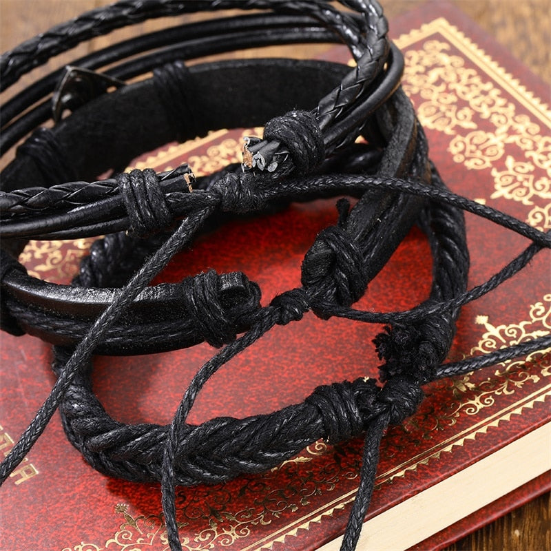 IFMIA Bracelets de perles noires vintage pour hommes