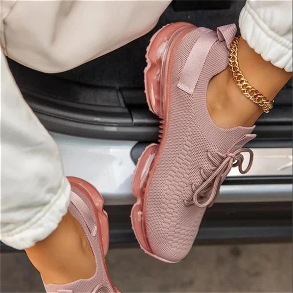 Women's Sneakers Trends 2022 Autumn New Stretch Fabric Ladies Breathable Casual Vulcanized Shoes 35-43 Large-Sized Sports Shoes