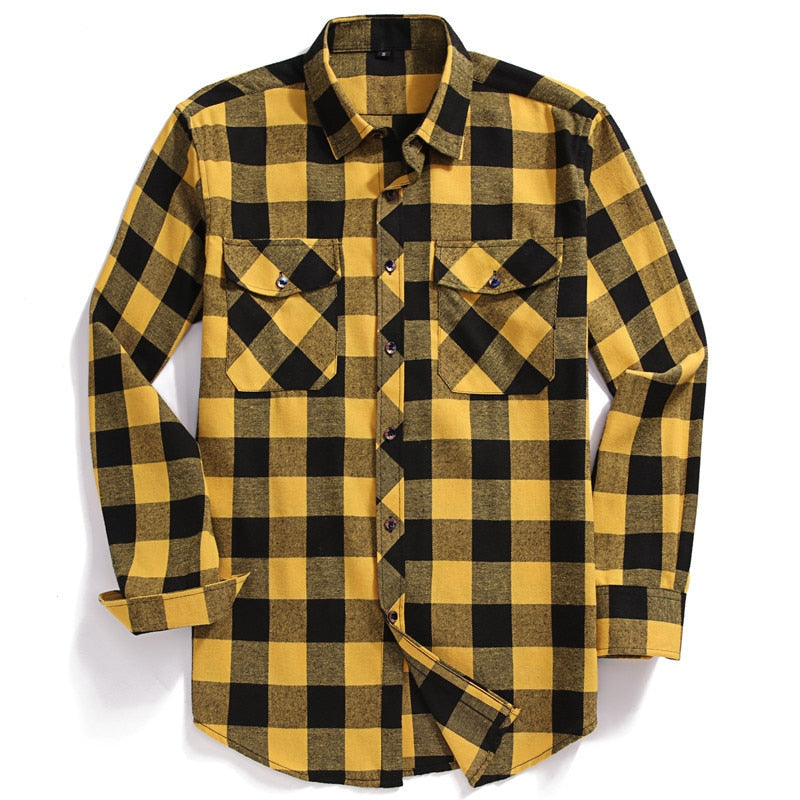 Men Casual Plaid Flannel Shirt