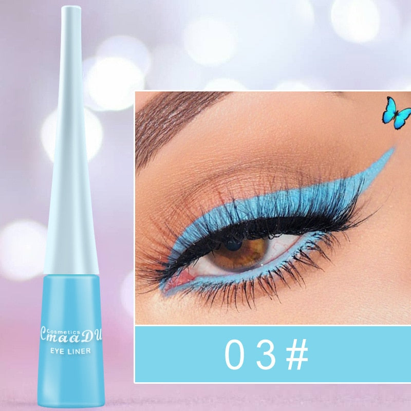 Cmaadu Colorful Liquid Eyeliner Blue Waterproof Long Lasting Diamond Matte Eyeliner Gel Women Makeup Cosmetics HF153