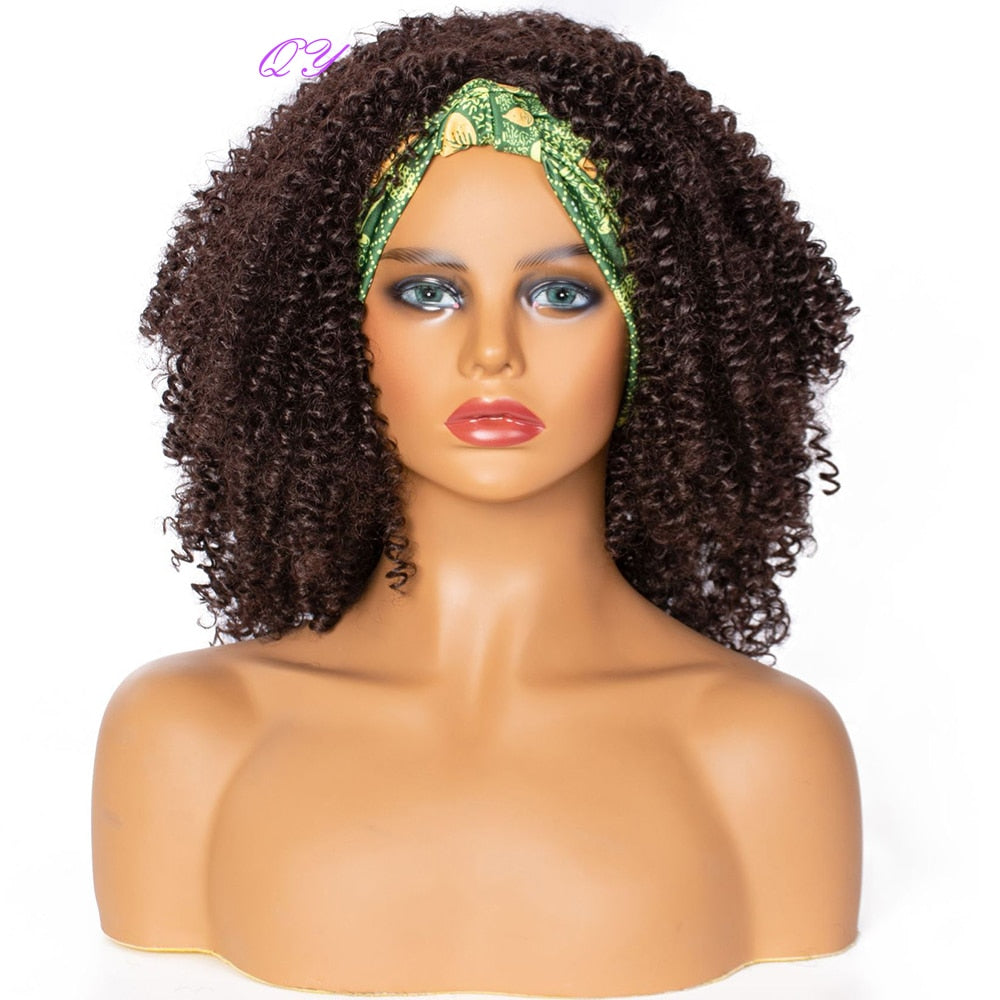 QY Hair Big Afro Kinky Curly Bandeau Perruques