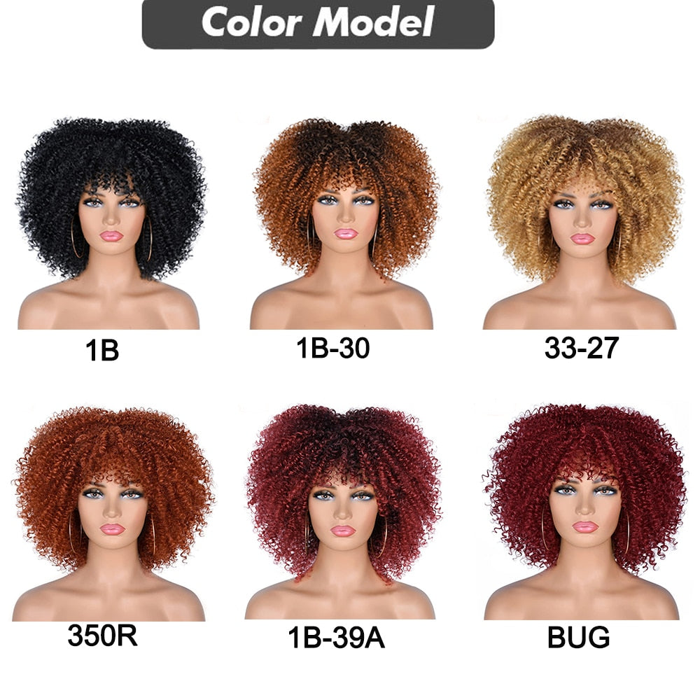 Perruques Afro Crépus Bouclés Cheveux Courts