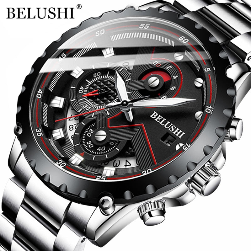 BELUSHI Montres Homme Acier Inoxydable