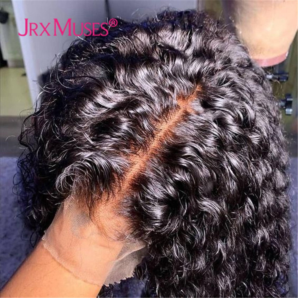 Short Bob Curly Lace Part Human Hair Wigs 4x4