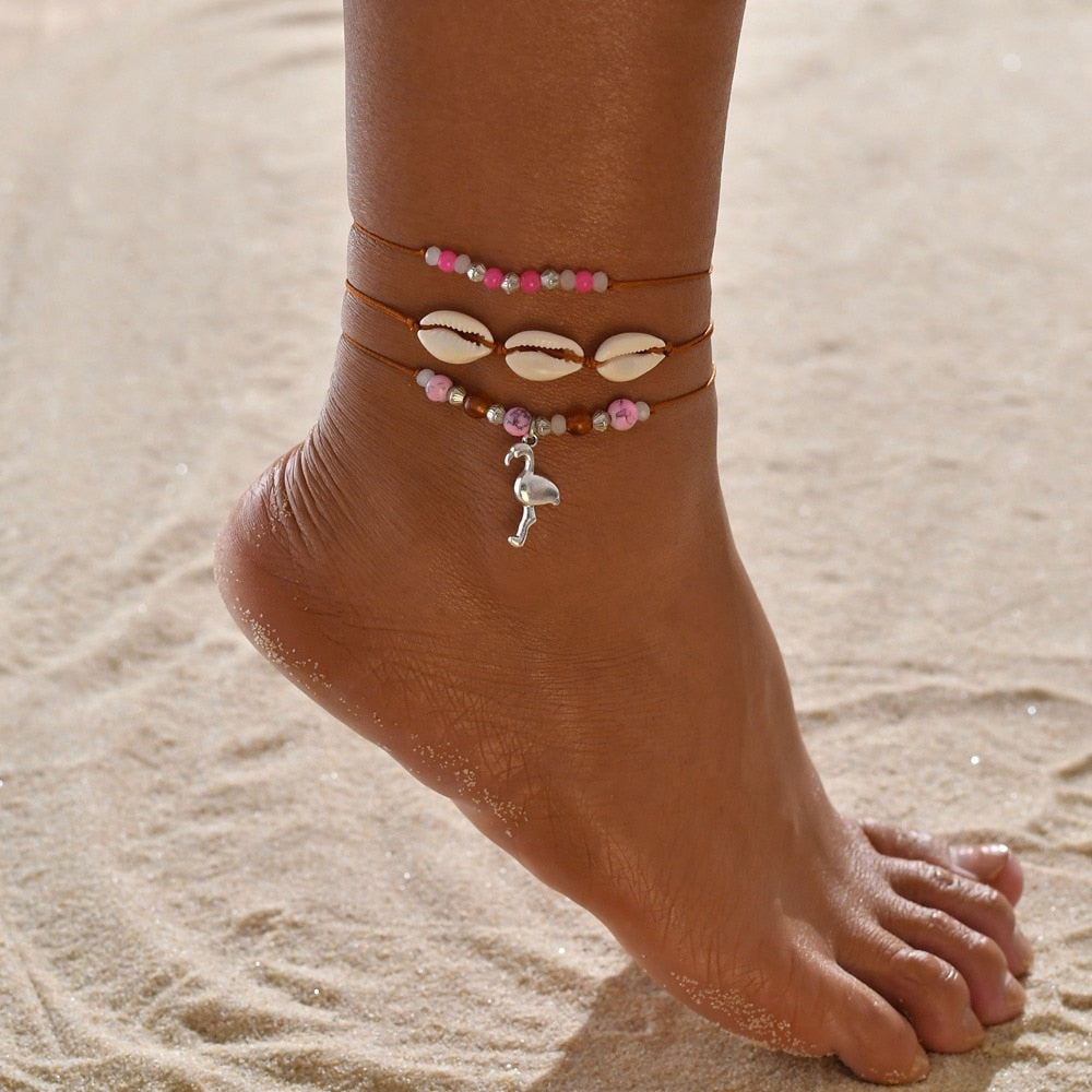 Female Bohemian Shell Anklets