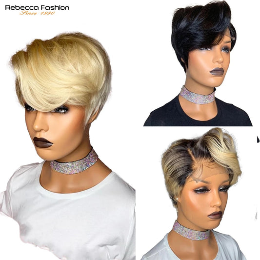 Pixie Cut Wig 13x6x1 T Part Dentelle Transparente Brésilienne