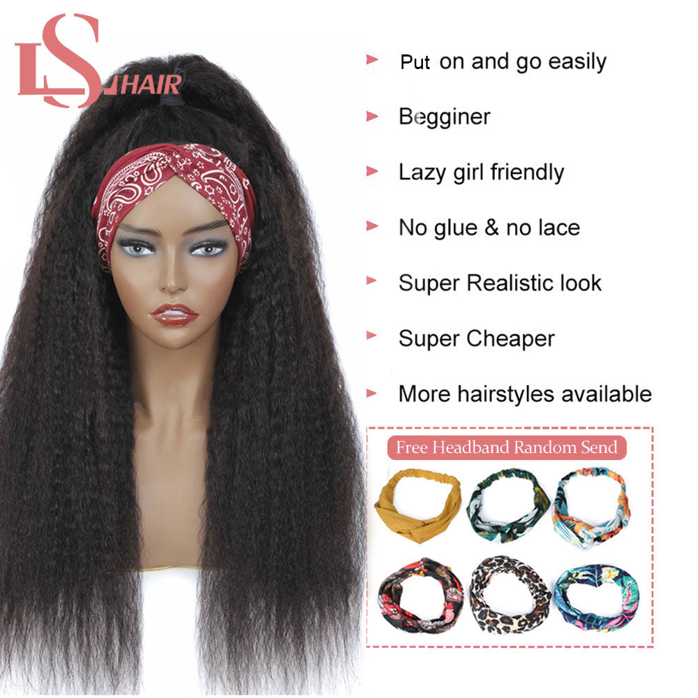 Bandeau Perruque Kinky Straight Human Hair