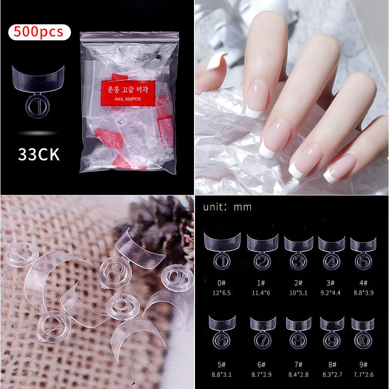 500pcs faux ongles conseils couleur transparente