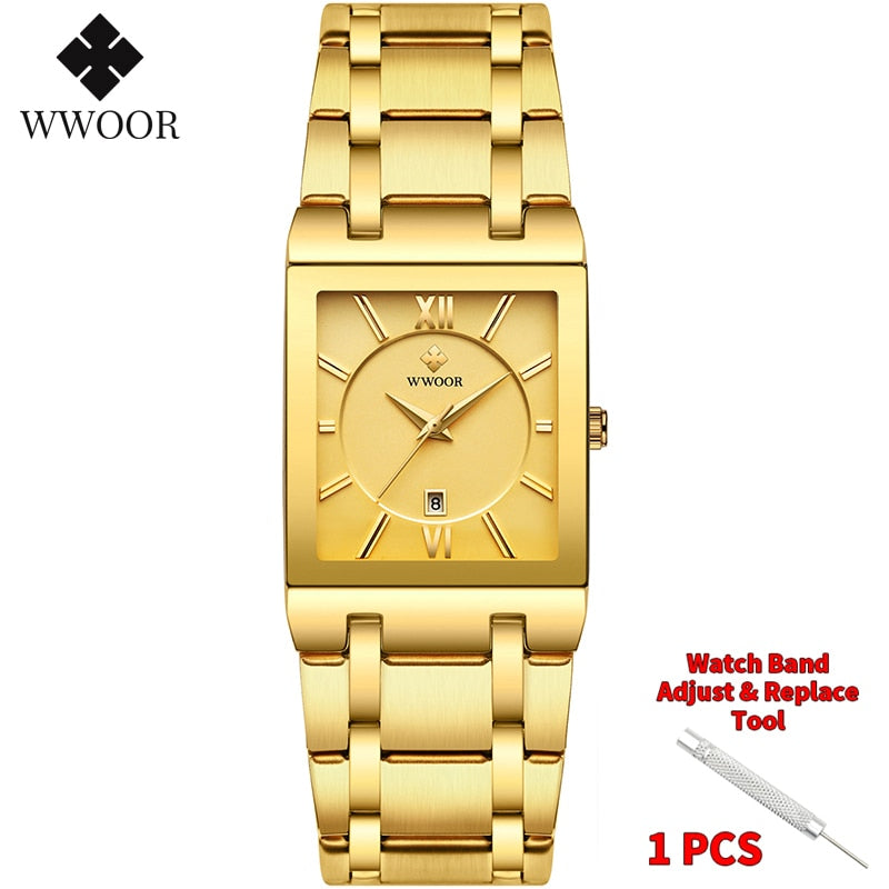 Relogio Masculino WWOOR Gold Watch