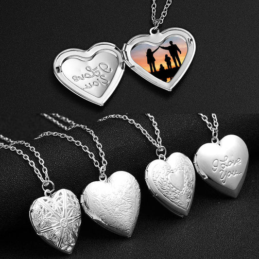 Collier pendentif médaillon coeur d'amour ouvrable