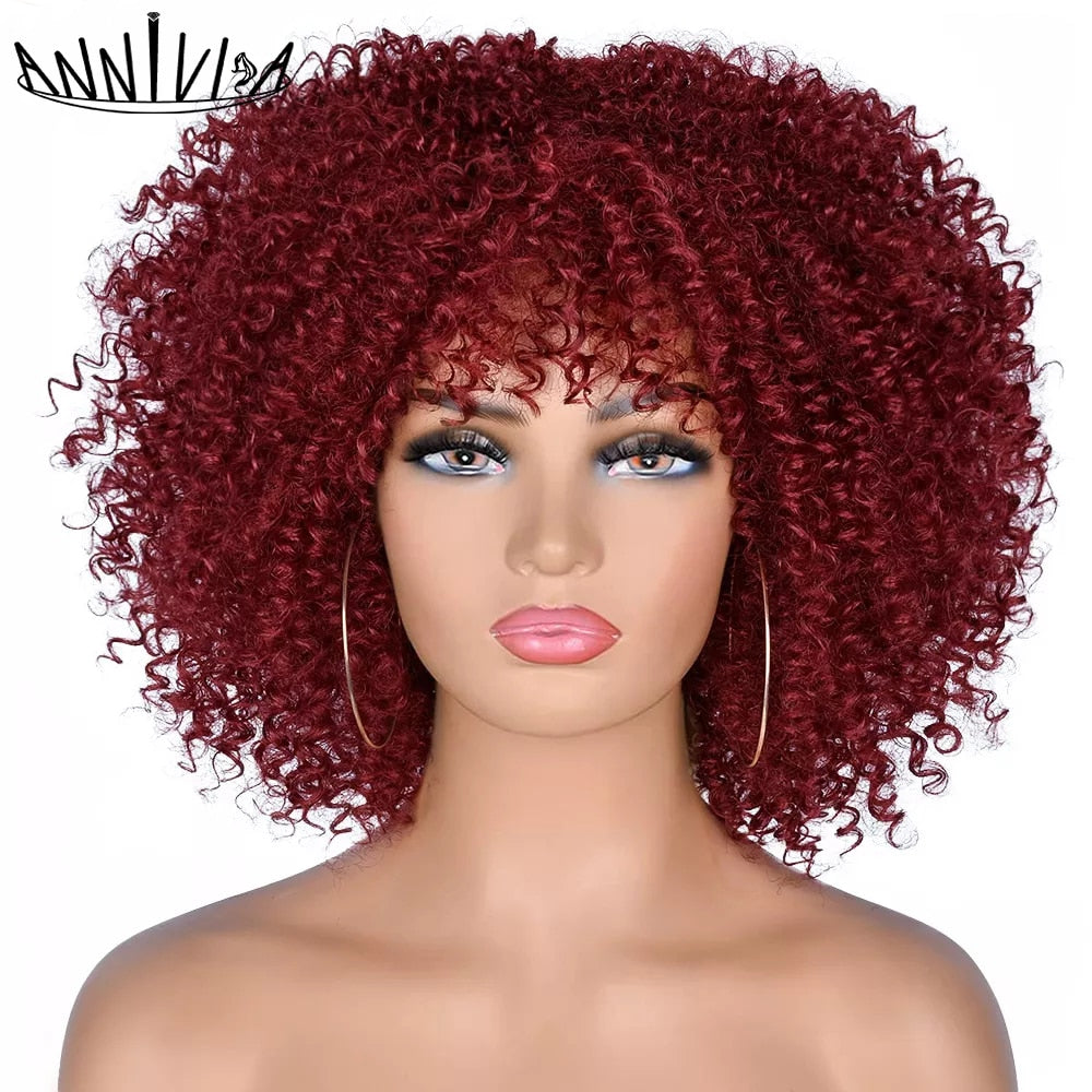 Perruques Afro Crépus Bouclés Cheveux Courts