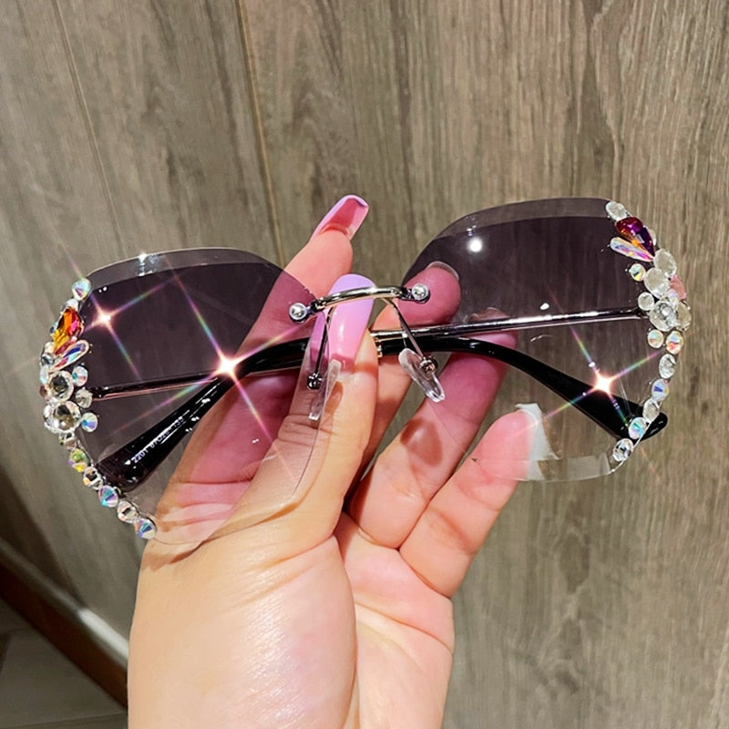 Fashion Vintage Rimless Sunglasses Women