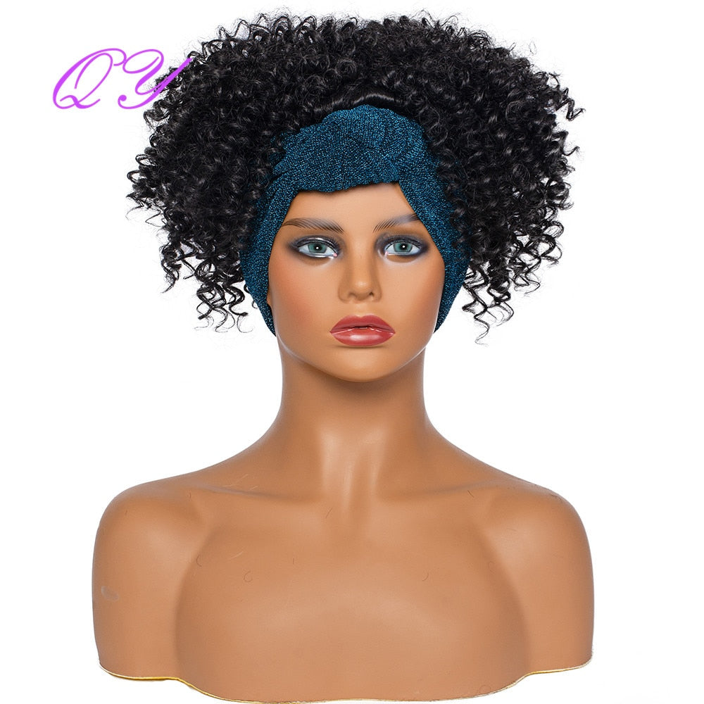 QY Hair Big Afro Kinky Curly Bandeau Perruques