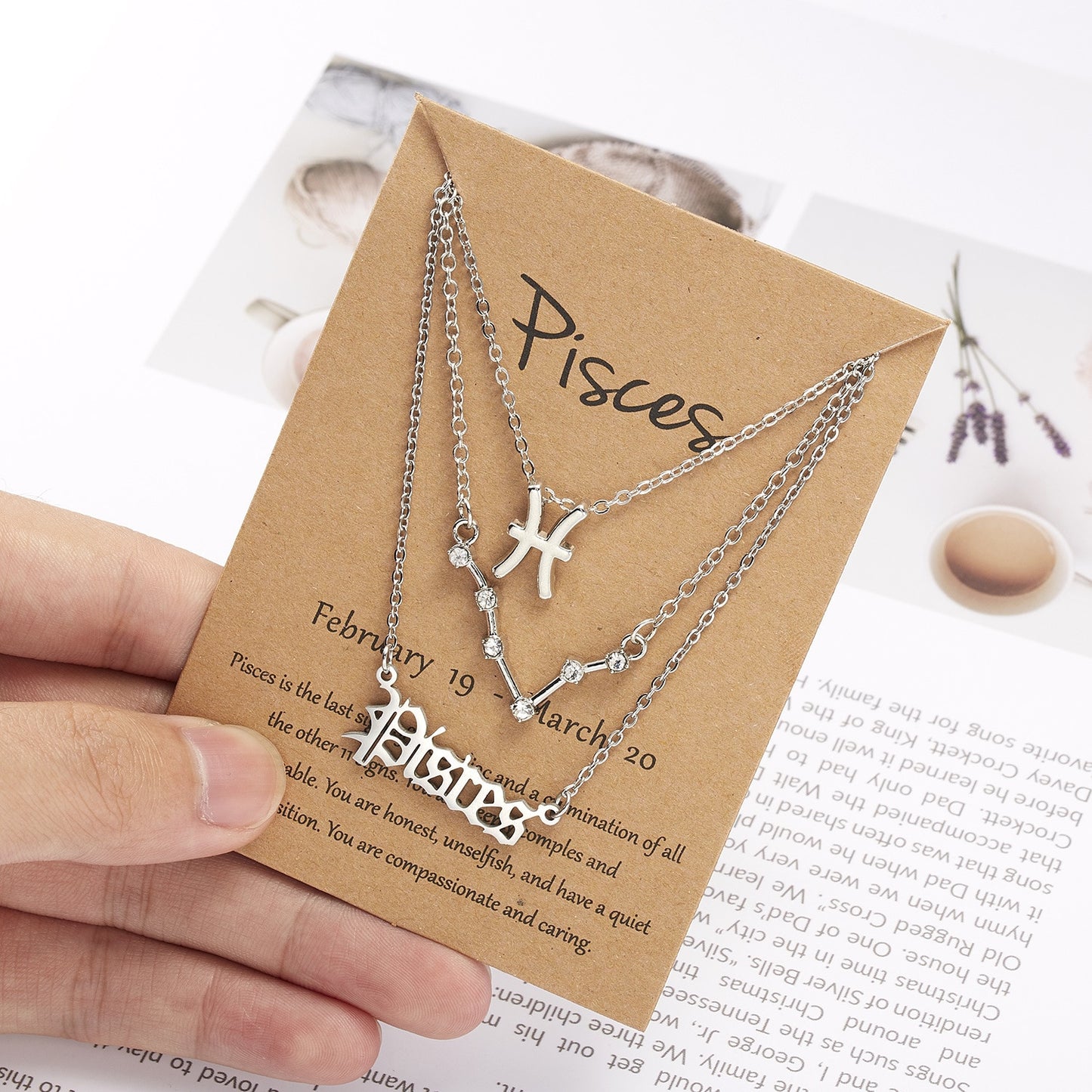 3Pcs/set 12 Zodiac Sign Necklace