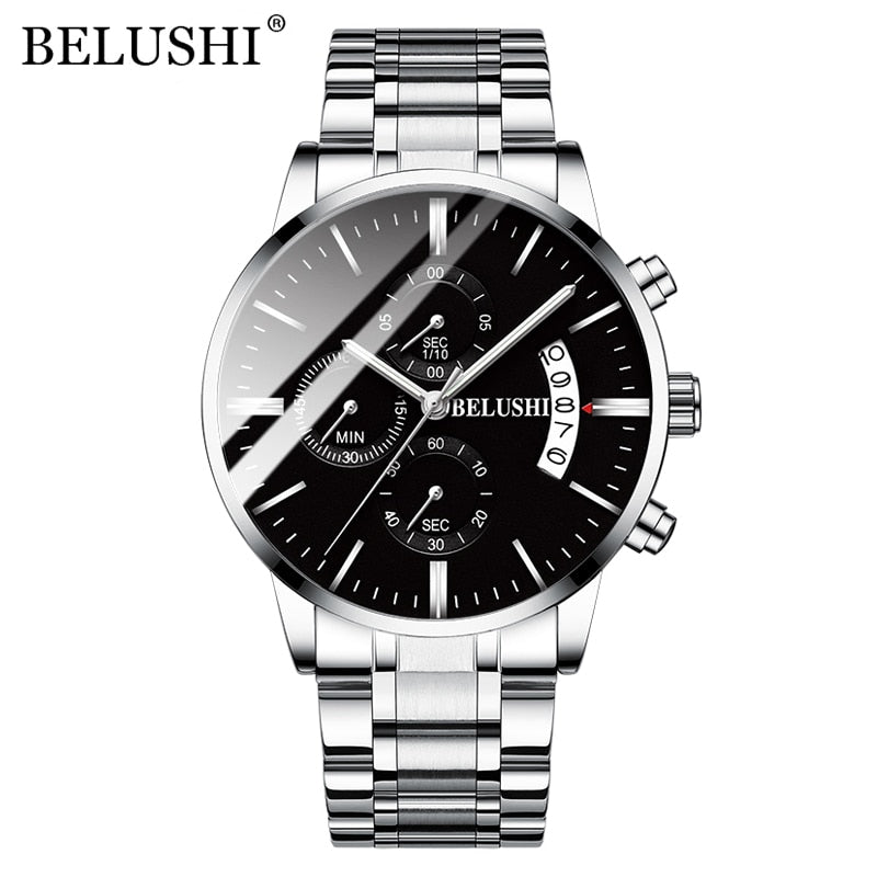 BELUSHI Mens Watches Full Steel Chronograph