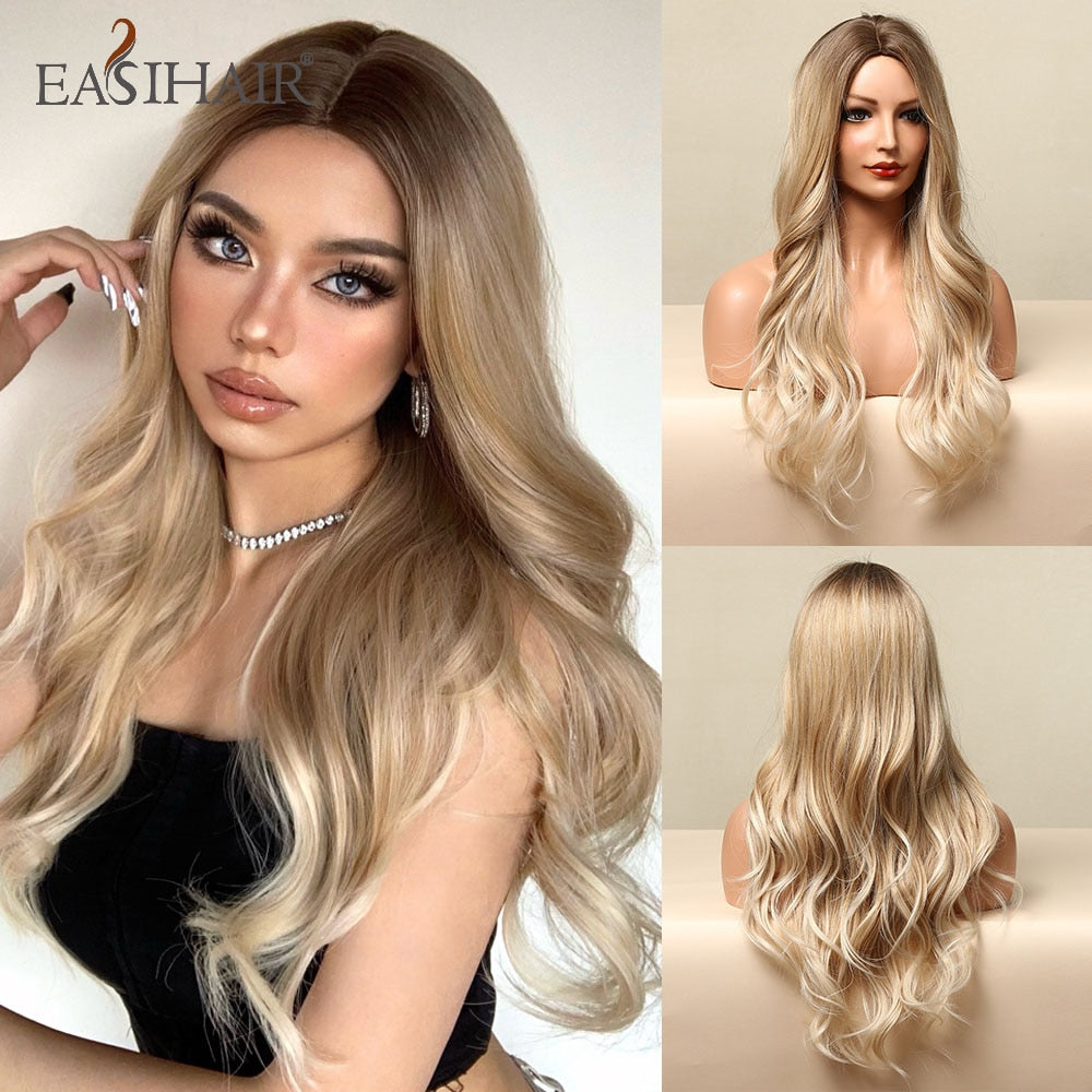 EASIHAIR Long Body Wave Light Brown Wigs