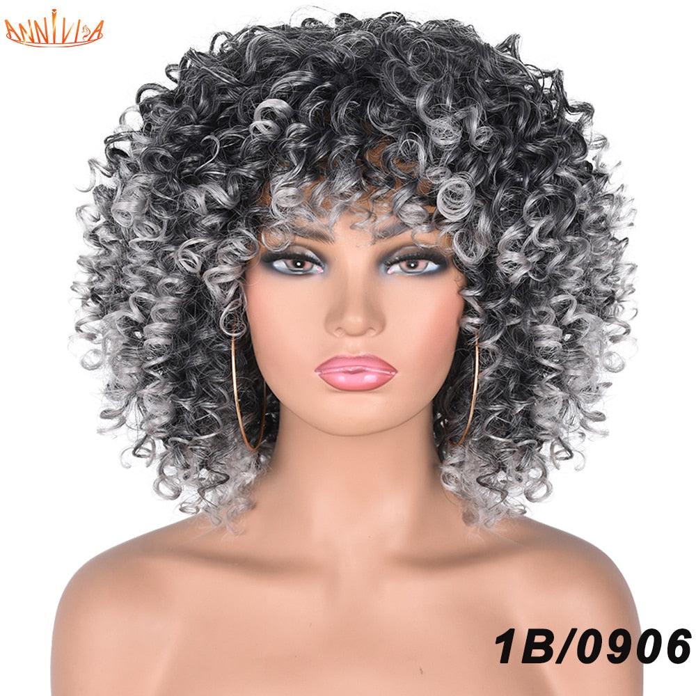 Perruques Afro Crépus Bouclés Cheveux Courts