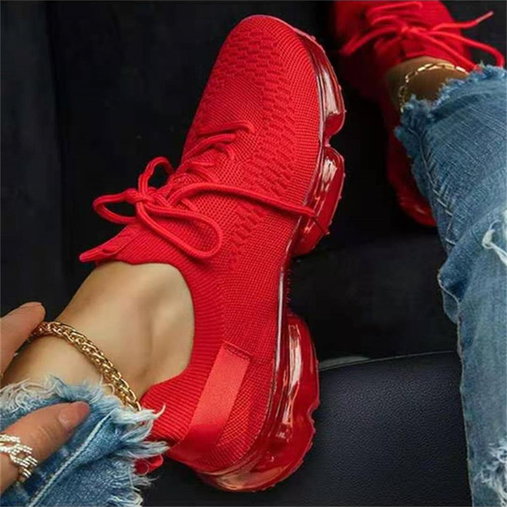 Women's Sneakers Trends 2022 Autumn New Stretch Fabric Ladies Breathable Casual Vulcanized Shoes 35-43 Large-Sized Sports Shoes