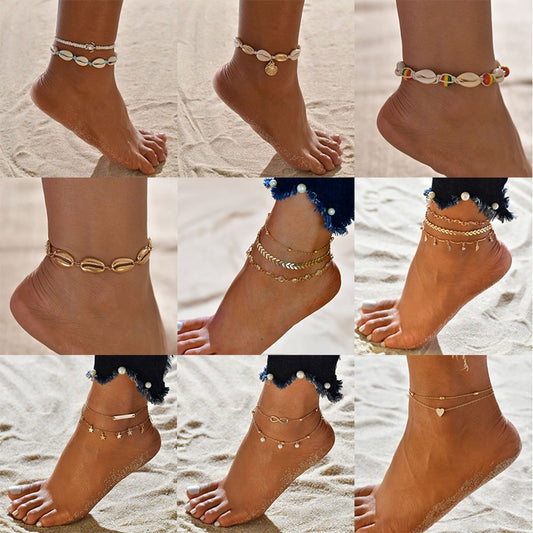 Female Bohemian Shell Anklets