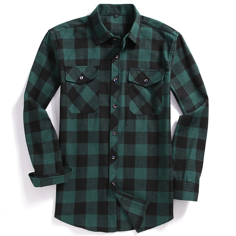 Men Casual Plaid Flannel Shirt