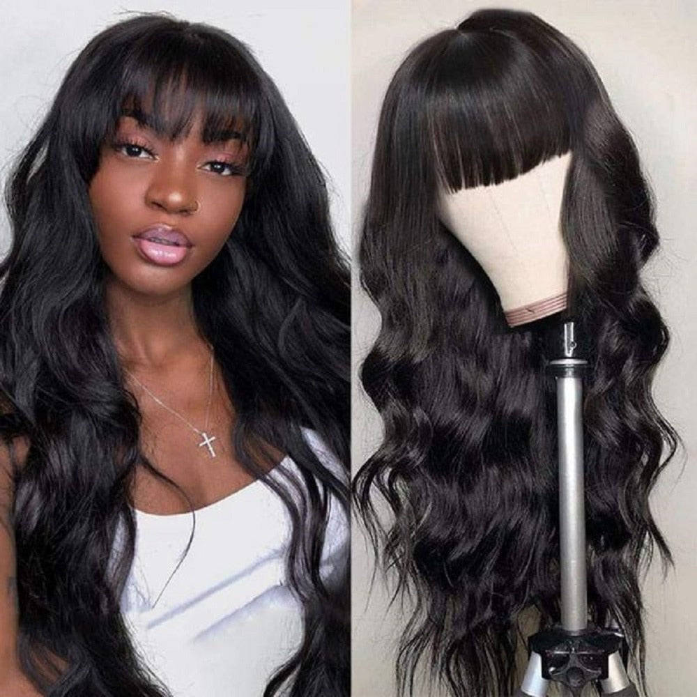 Human Hair Wigs With Bangs