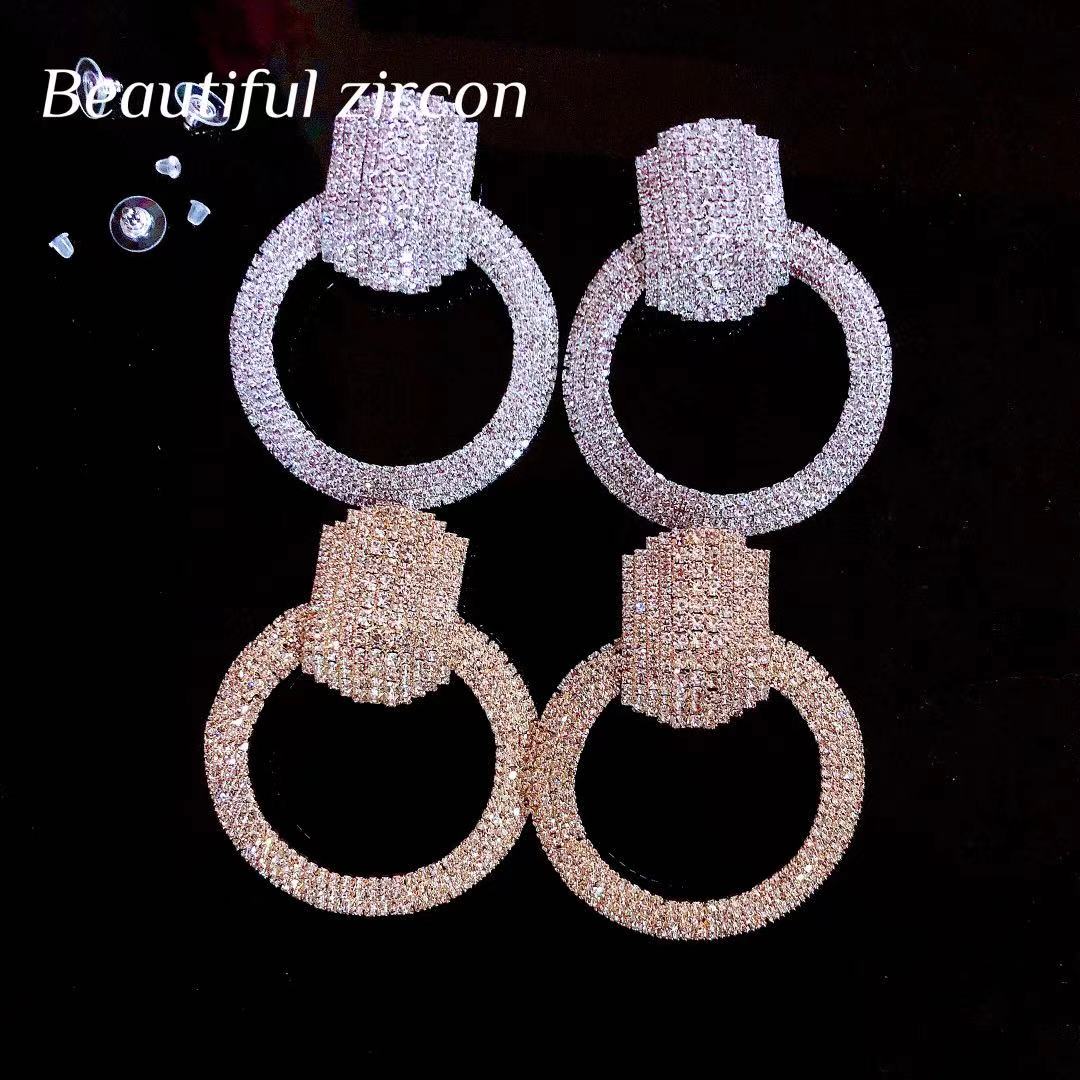 Boucles d'Oreilles Strass grand cercle