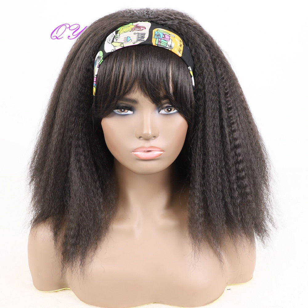 QY Hair Big Afro Kinky Curly Bandeau Perruques