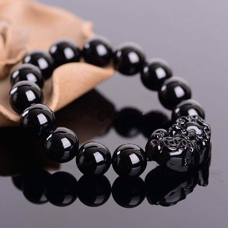 Feng Shui Obsidian Stone Beads Bracelet