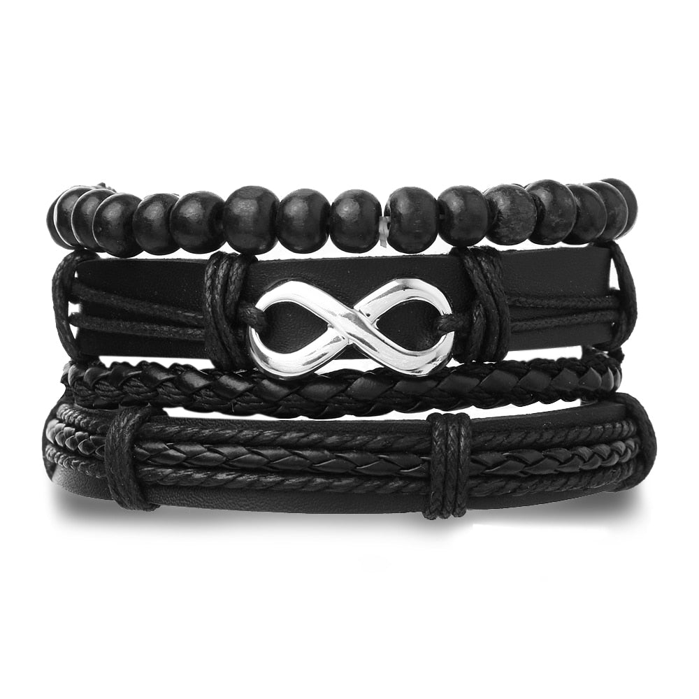 IFMIA Bracelets de perles noires vintage pour hommes