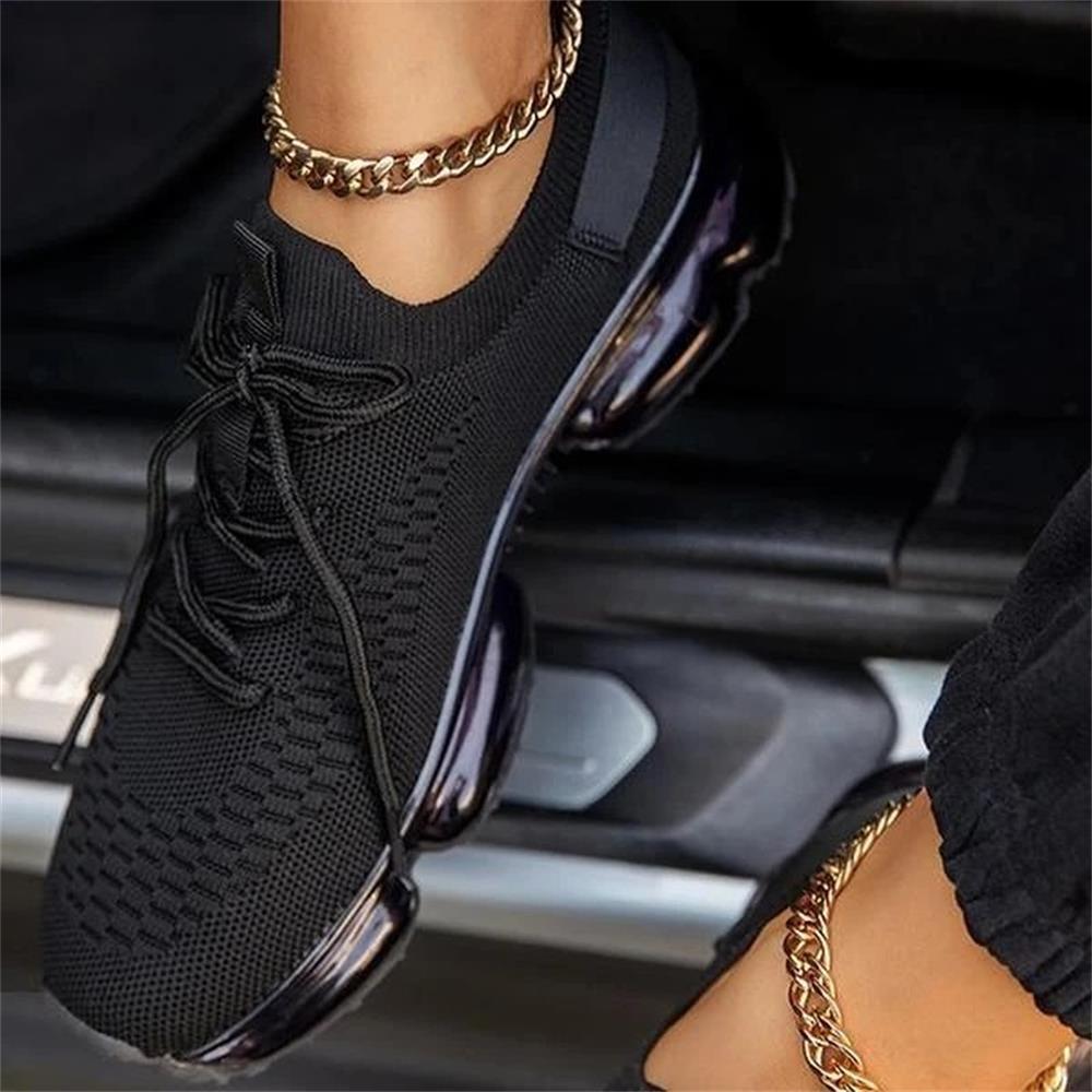 Women's Sneakers Trends 2022 Autumn New Stretch Fabric Ladies Breathable Casual Vulcanized Shoes 35-43 Large-Sized Sports Shoes