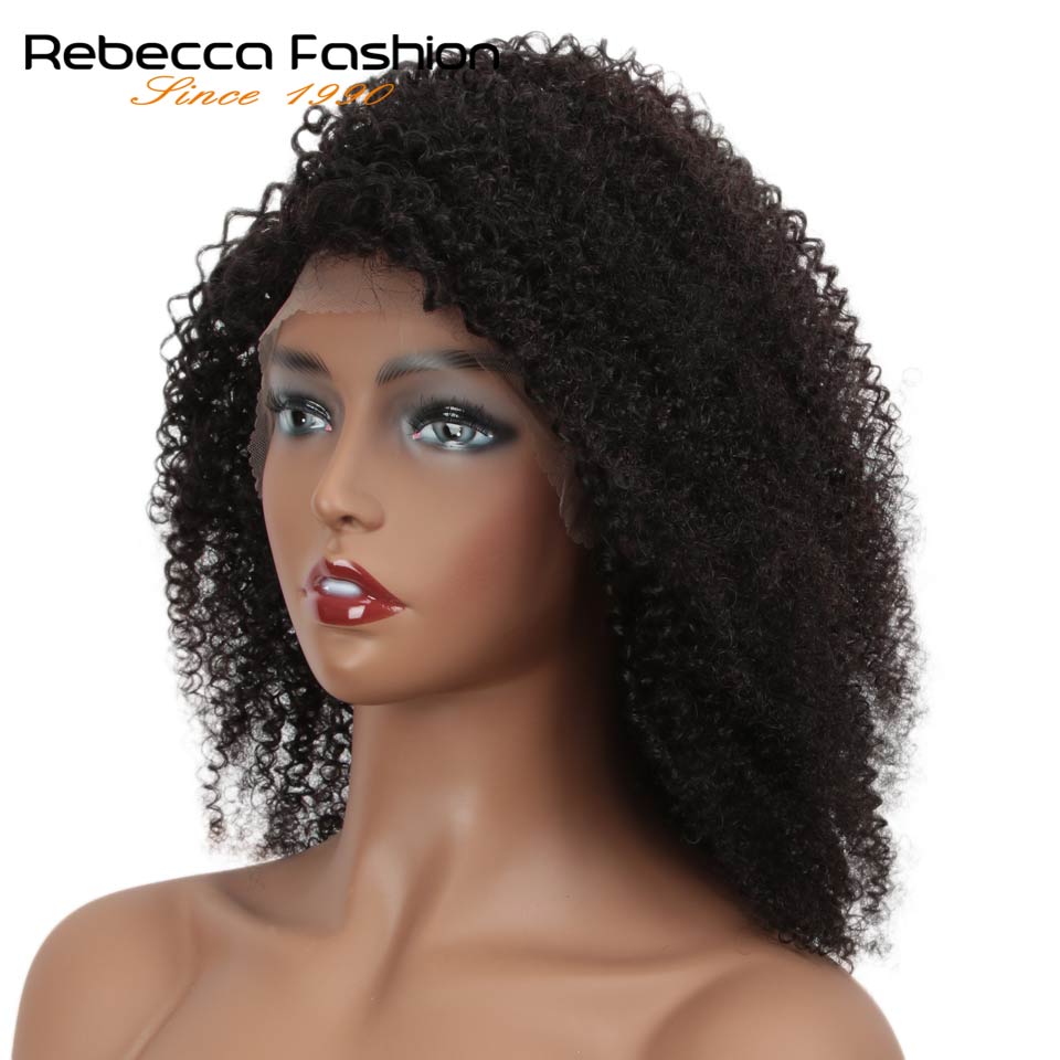 Rebecca Lace Front Court Bob Perruques Afro Crépus Bouclés