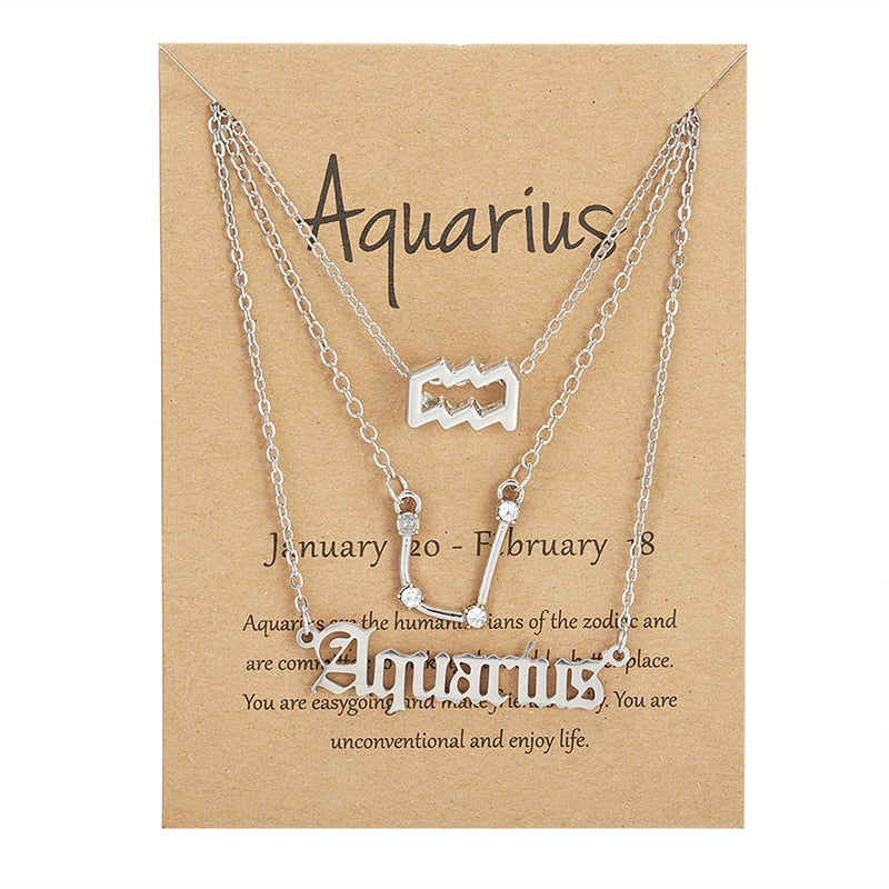 3Pcs/set 12 Zodiac Sign Necklace