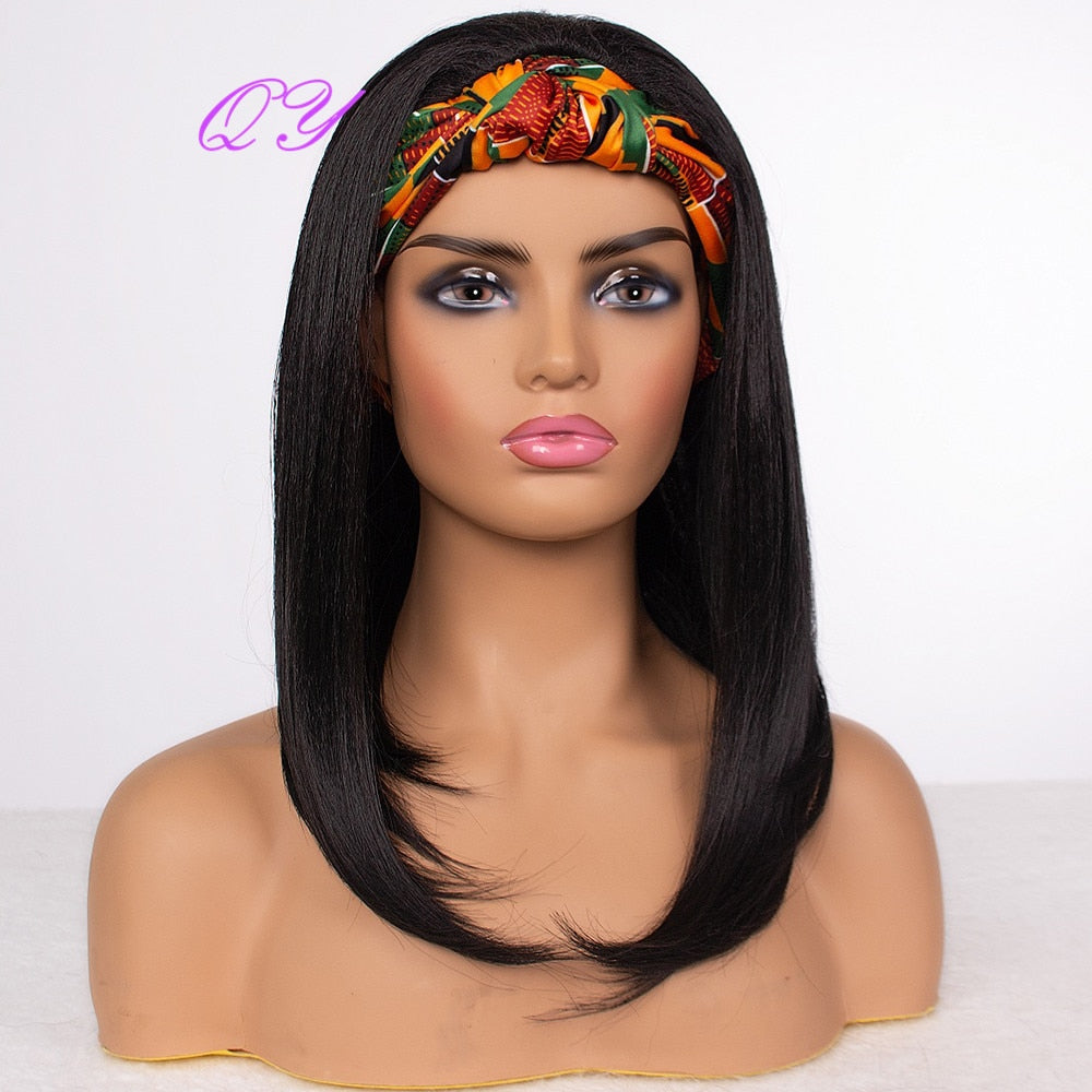 QY Hair Big Afro Kinky Curly Headband Wigs