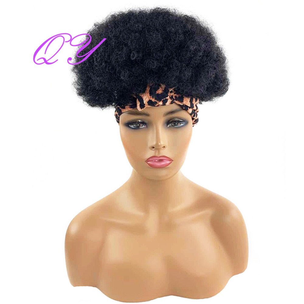 QY Hair Big Afro Kinky Curly Bandeau Perruques