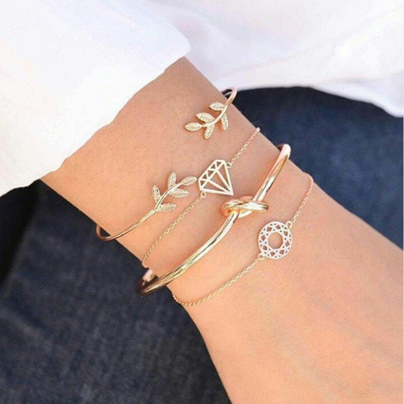 4 pièces/ensemble bracelets de chaînes en pierre de bohème