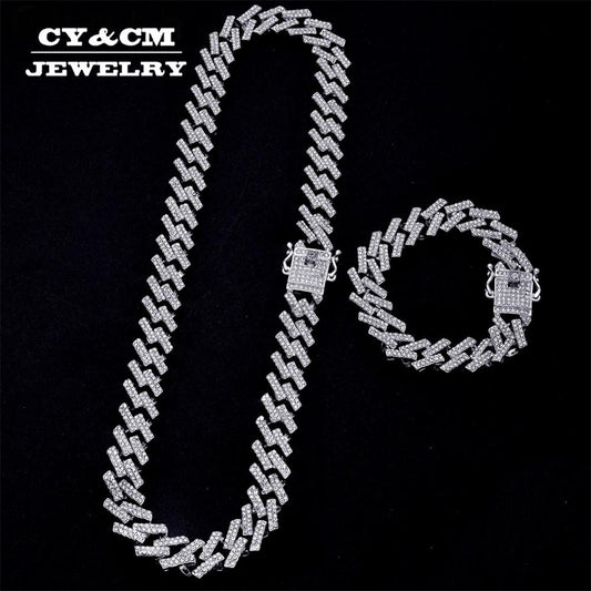 Iced Out Cuban Necklace Bracelet Men