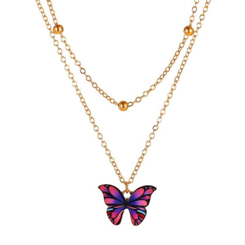 Vintage Multilayer Pendant Butterfly Necklace