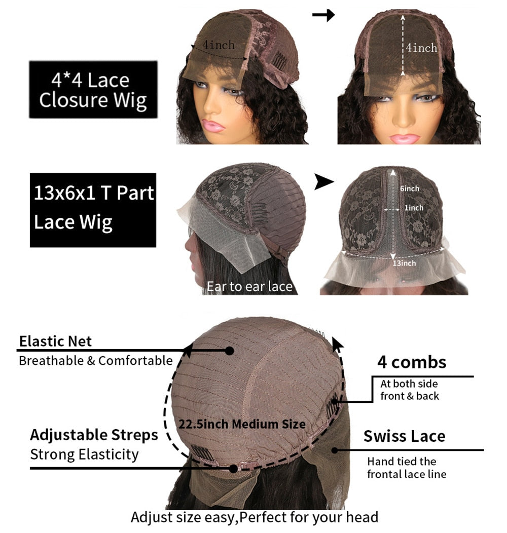 Short Bob Curly Lace Part Human Hair Wigs 4x4