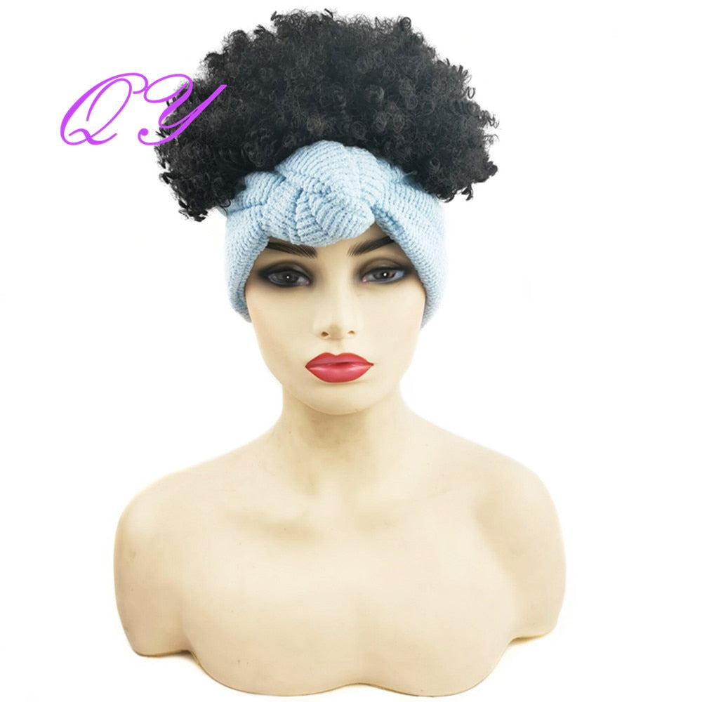 QY Hair Big Afro Kinky Curly Bandeau Perruques